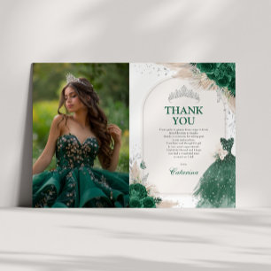 Emerald Silver Quinceanera Foto Vielen Dank Einladung