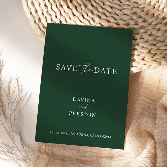 Emerald Simple Wedding Script Modernes Foto Rette  Save The Date (Von Creator hochgeladen)