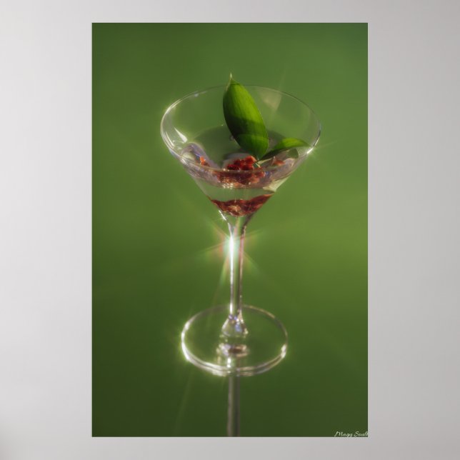 Emerald Sip: Botanische Garten Cocktail Kunst Poster (Vorne)