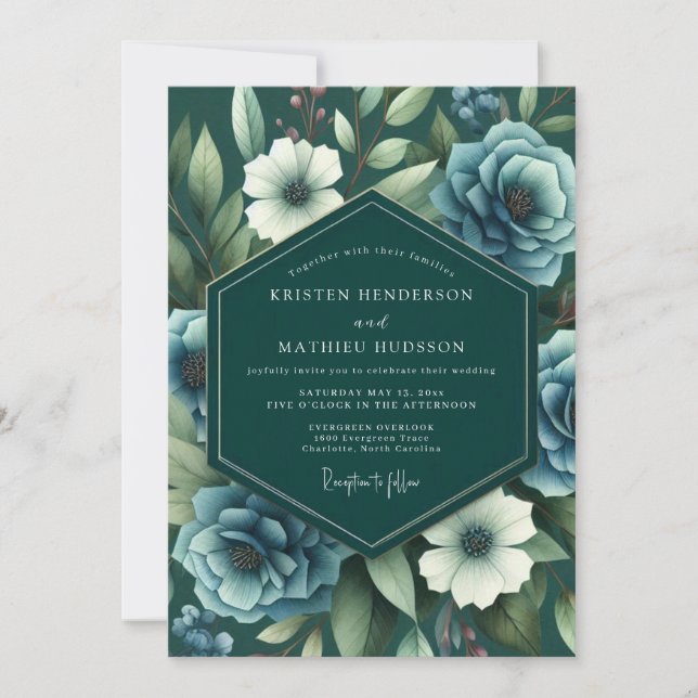 Emerald Slate Nocturne Wedding Einladung (Vorderseite)