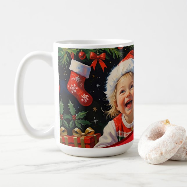 Emerald Smiple Cute Weihnachtsmann  Kaffeetasse (Mit Donut)