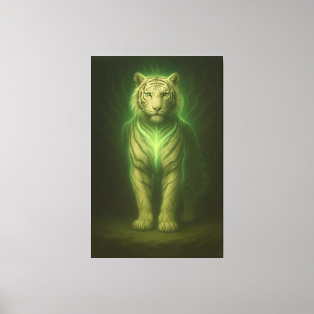 Emerald Spirit White Tiger – Forest Aura Divine Fa Leinwanddruck (Vorderseite)