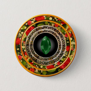 Emerald Stone in floralen Rahmen Button