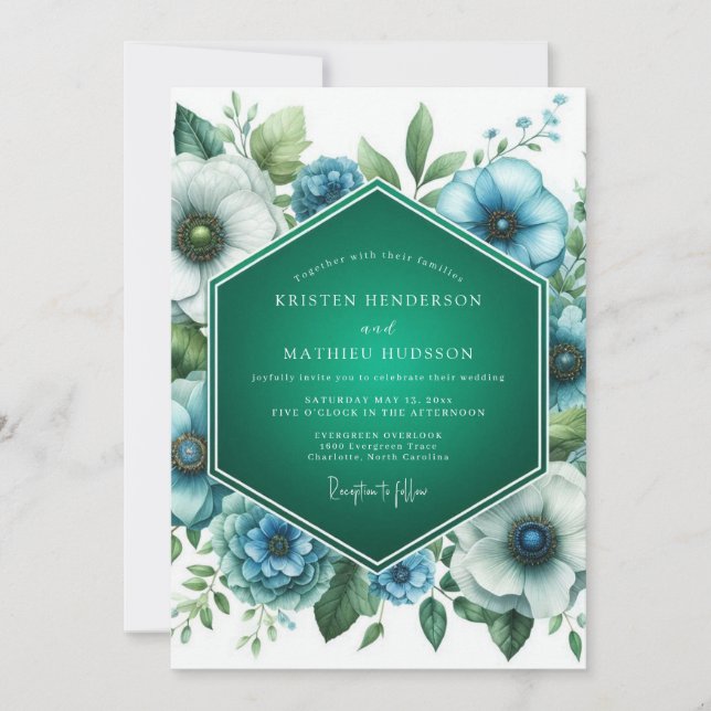 Emerald Teal Palette Wedding Einladung (Vorderseite)