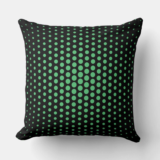 Emerald Techno Dots Modern Black Kissen (Vorderseite)