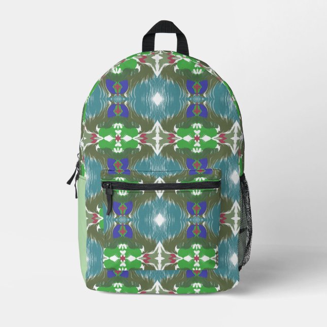 Emerald Tide Kaleidoscope Bedruckter Rucksack (Vorderseite)