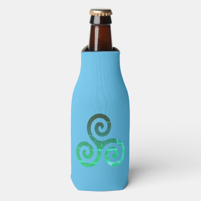 Emerald Triskele Altes keltisches Symbol Flaschenkühler (Flaschenvorderseite)