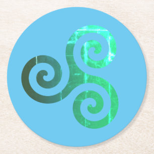 Emerald Triskele Altes keltisches Symbol Runder Pappuntersetzer
