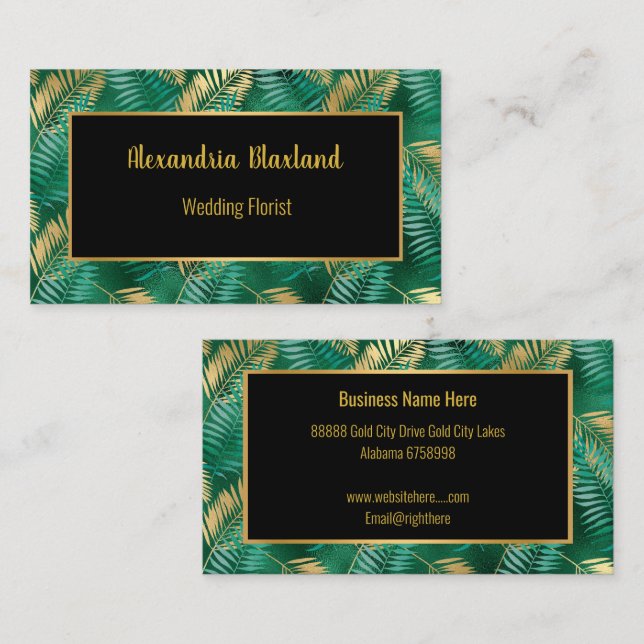 EMERALD TROPICAL PALM BUSINESS CARD VISITENKARTE (Vorne/Hinten)