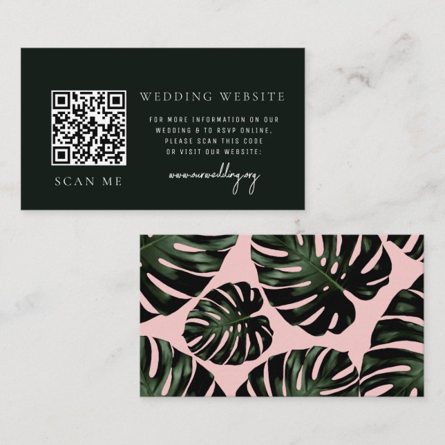 Emerald Tropical QR Code UAWG Wedding Website Begleitkarte (Vorne/Hinten)