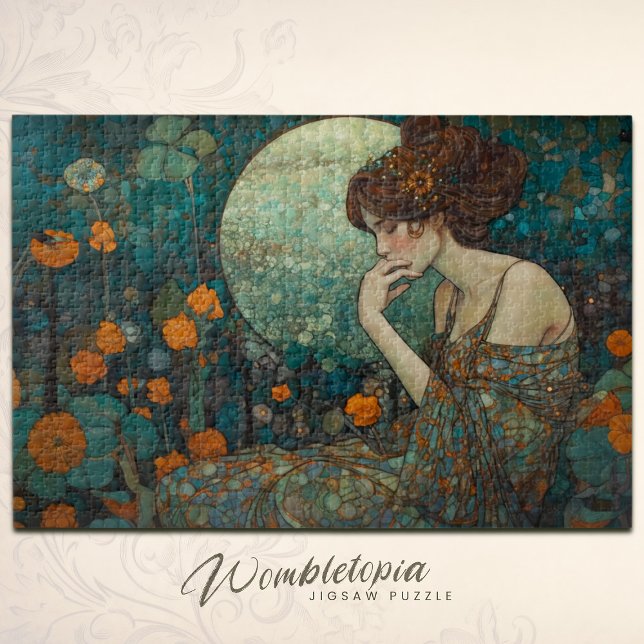Emerald Twilight: Jugendstildame & florale Mosaik Puzzle (Von Creator hochgeladen)