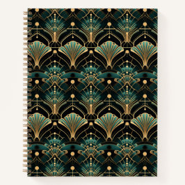 Emerald und Gold Accent Art Deco inspiriert Notizbuch
