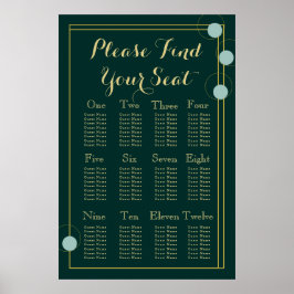 Emerald und Gold Art Deco Hochzeitskarte Poster