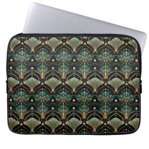 Emerald und Gold Art Deco inspiriert Lüfter Laptopschutzhülle