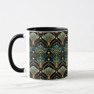 Emerald und Gold Art Deco inspiriert Lüfter Tasse