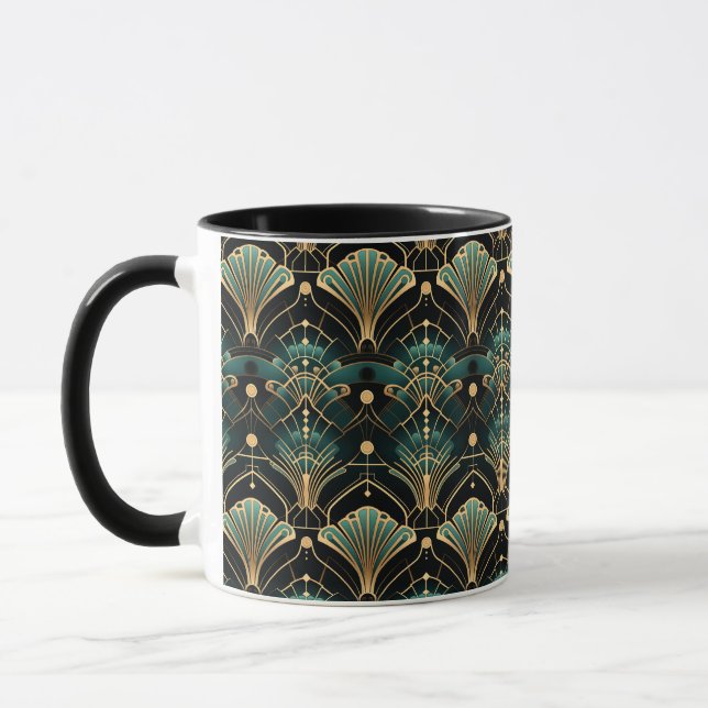 Emerald und Gold Art Deco inspiriert Lüfter Tasse (Links)