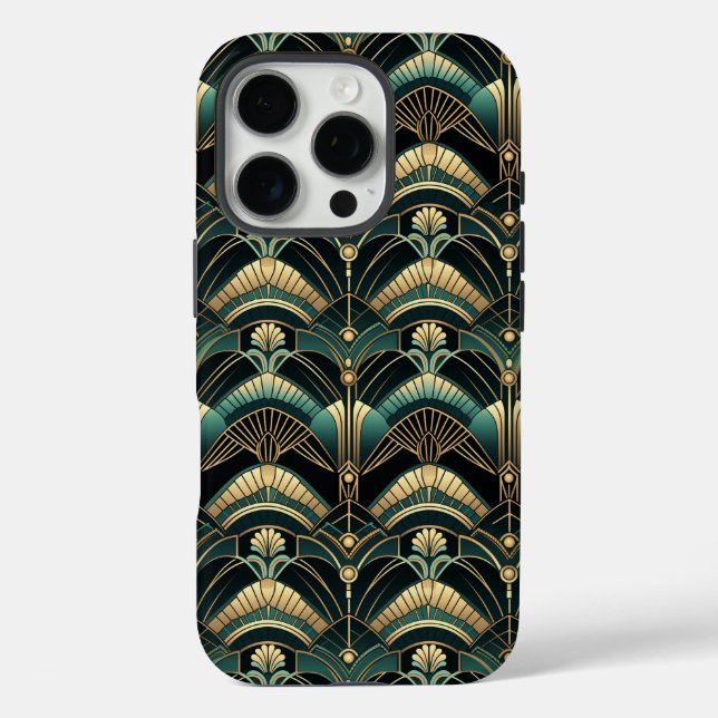 Emerald und Gold Art Deco Themed Case-Mate iPhone Hülle (Rückseite)