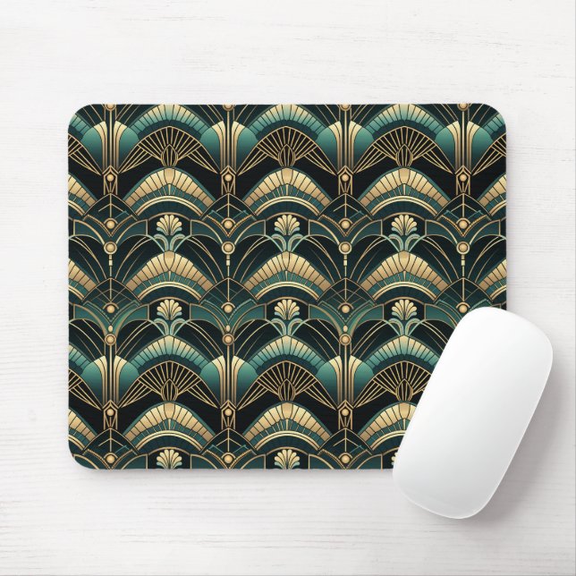 Emerald und Gold Art Deco Themed Mousepad (Mit Mouse)