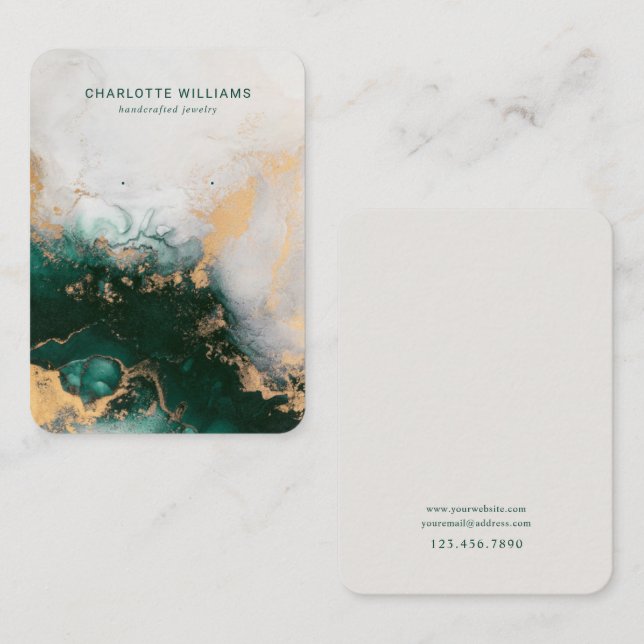 Emerald und Gold Custom Juwelier Display Card Visitenkarte (Vorne/Hinten)