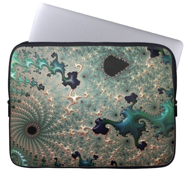 Emerald und Gold Mandelbrot Laptop Cover (Vorderseite)