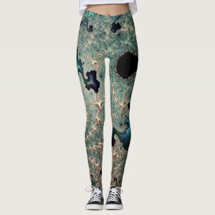 Emerald- und Gold-Mandelbrot-Leggings Leggings