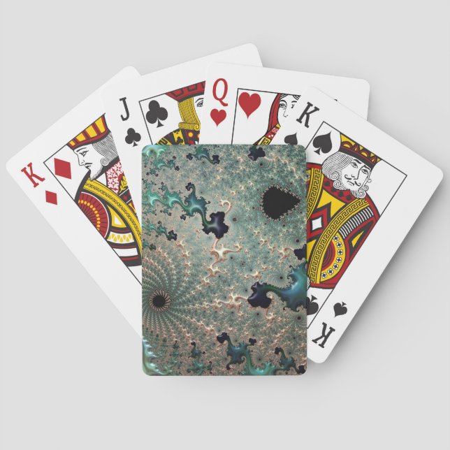 Emerald und Gold Mandelbrot Spielkarten (Rückseite)