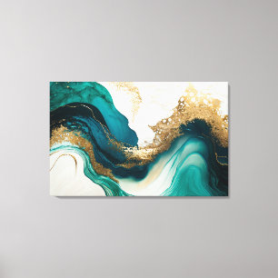 Emerald und Gold Marble Abstrakte Fluid Art Leinwanddruck