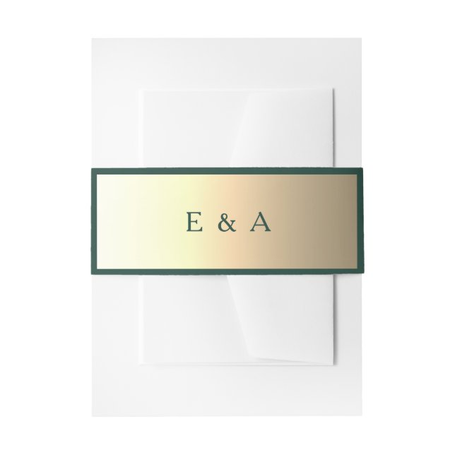 Emerald und Gold Monogram Wedding Einladungsbanderole (Vorderseite Beispiel)