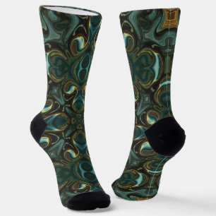 Emerald und Gold Symmetric Abstrakt Mandala Socken