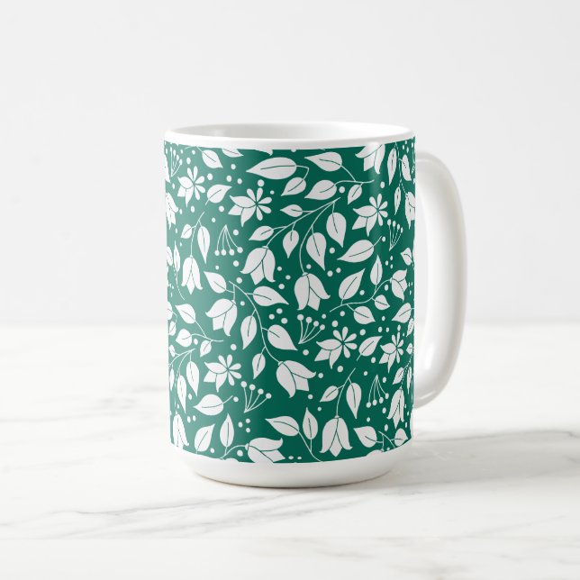 Emerald und White Floral Tasse (VorderseiteRechts)