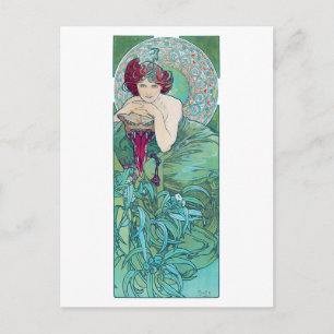 Emerald (Vier Juwelen), Alphonse Mucha Postkarte