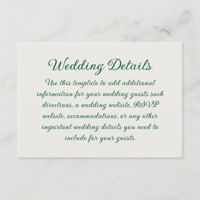 Emerald Vine Wedding Begleitkarte (Vorderseite)