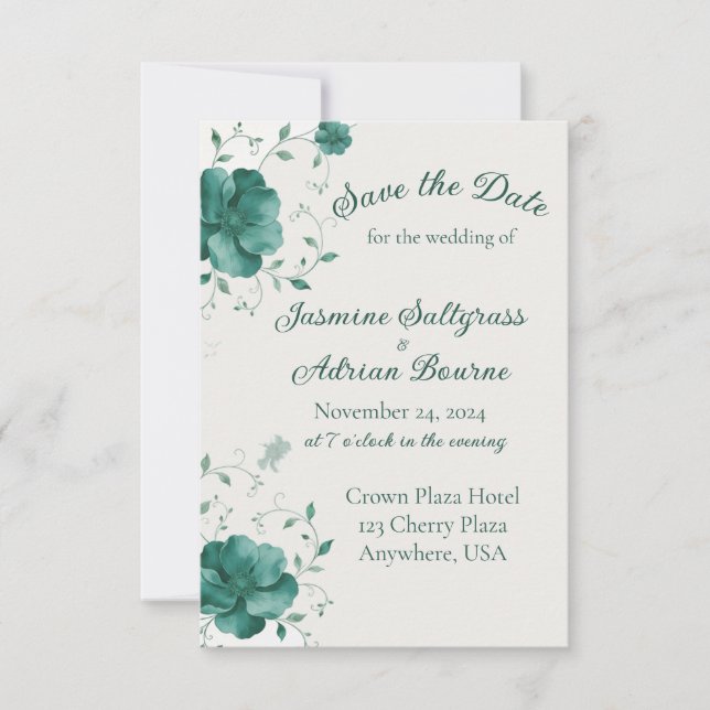 Emerald Vine Wedding Save The Date (Vorderseite)