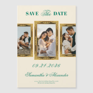 Emerald Vintage Rahmen Schrift 3 Foto Save The Dat Magneteinladung