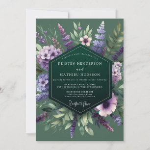 Emerald-Violette Wildblumenhochzeit Einladung