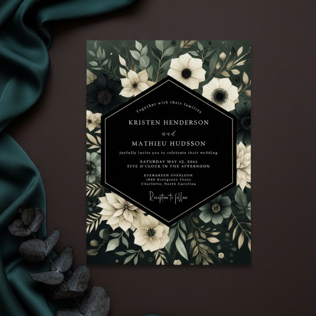 Emerald-Wald-Blütenhochzeit Einladung (Von Creator hochgeladen)