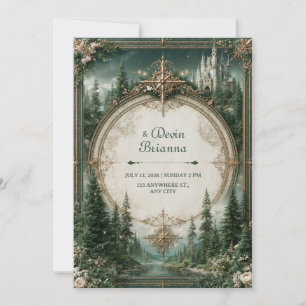 Emerald-Wald-Schloss-Hochzeit Einladung