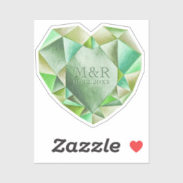 Emerald Watercolor Herz 55. Hochzeitstag Aufkleber