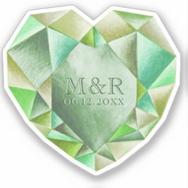 Emerald Watercolor Herz 55. Hochzeitstag Aufkleber