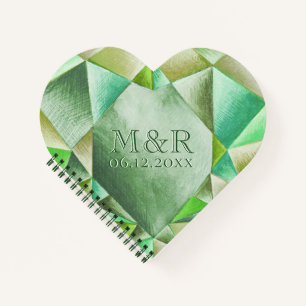 Emerald Watercolor Herz 55. Hochzeitstag Notizbuch