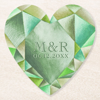 Emerald Watercolor Herz 55. Hochzeitstag Untersetzer