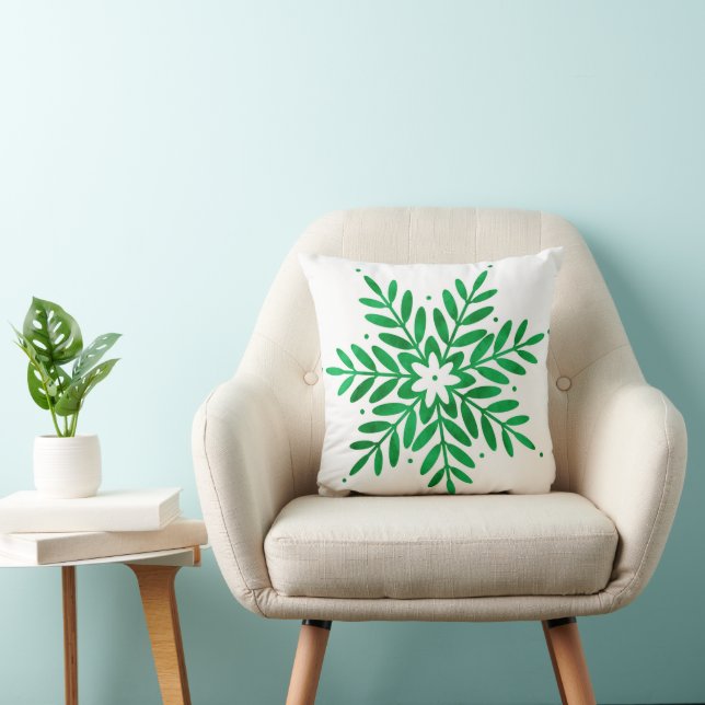 Emerald Watercolor Snowflake Kissen (Stuhl )