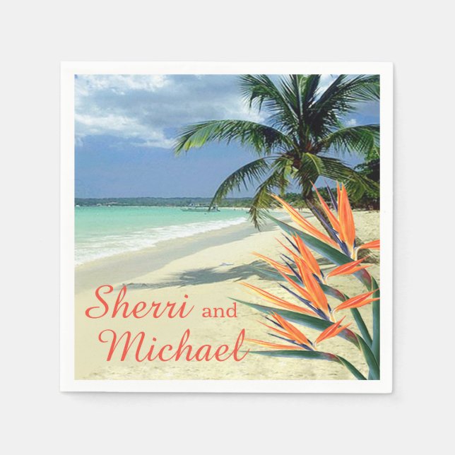 EMERALD WATERS Tropical Beach Wedding Serviette (Vorderseite)
