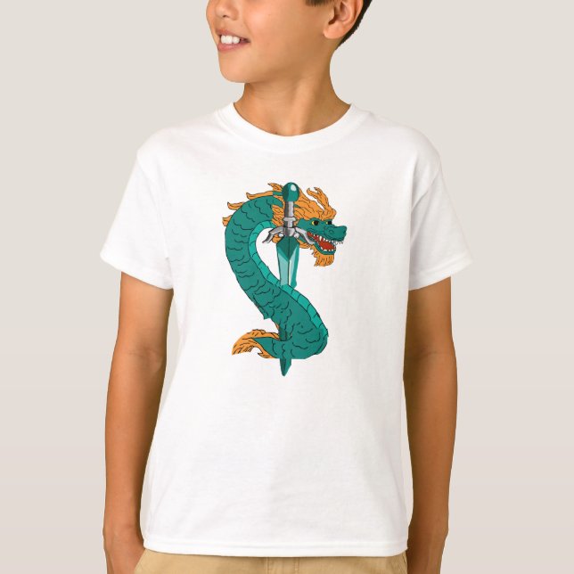 Emerald Wave Dragon Guardian T-Shirt (Vorderseite)