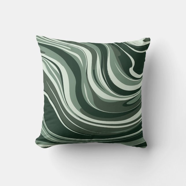 Emerald Waves Abstract Design Kissen (Vorderseite)
