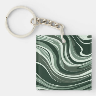 Emerald Waves Abstract Design Schlüsselanhänger