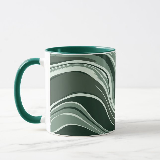 Emerald Waves Abstract Design Tasse (Links)