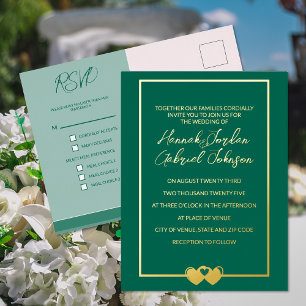 Emerald Wedding Foil Einladung Postkarte