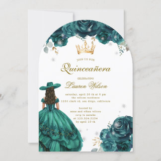 Emerald Western Wonderland Quinceanera Einladung