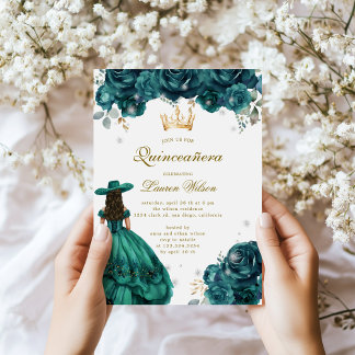 Emerald Western Wonderland Quinceanera Einladung